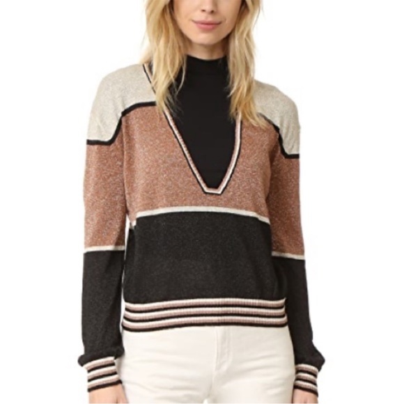 Free People Metallic XSmall Sweater Colorblock - Picture 2 of 7